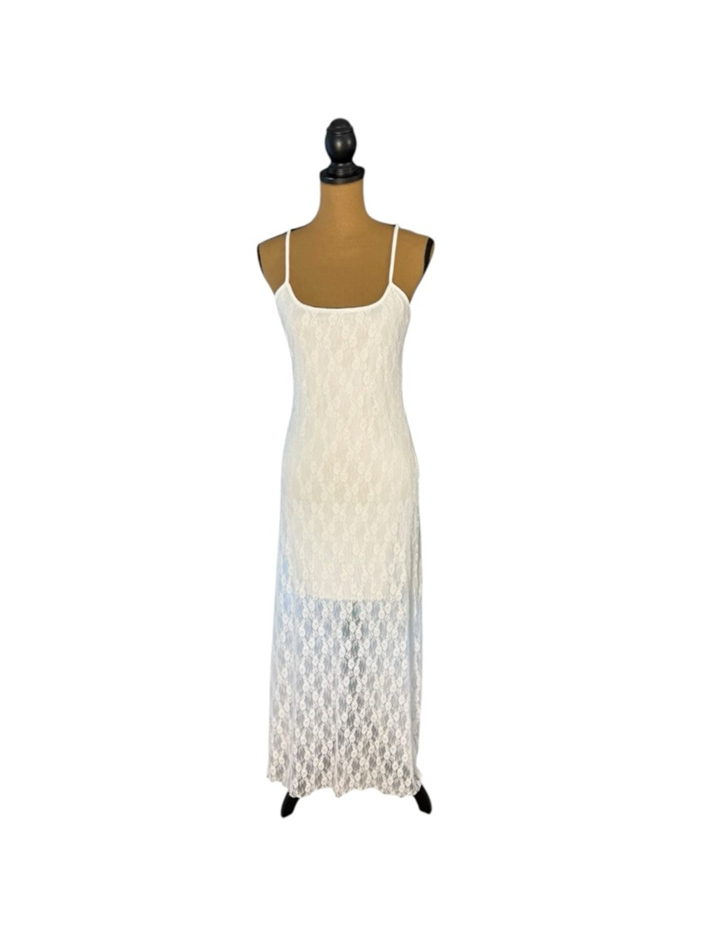 Jessica Simpson White Lace Maxi Dress Sheer Slip Lined Bridal Coquette M Summer